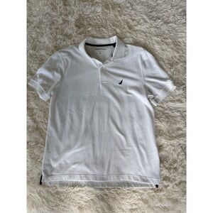 Nautica Classic Fit White Polo‎ Shirt Mens Medium Short Sleeve